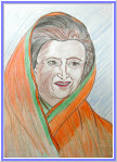 Pencil Drawing - Indira Gandhi